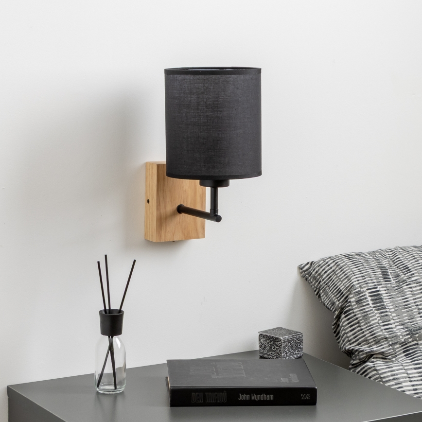Brilagi - Candeeiro de parede NUBILA WOOD 1xE27/25W/230V carvalho/preto