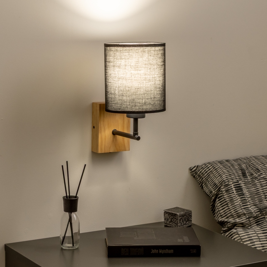 Brilagi - Candeeiro de parede NUBILA WOOD 1xE27/25W/230V carvalho/preto