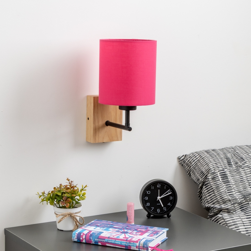 Brilagi - Candeeiro de parede NUBILA WOOD 1xE27/25W/230V carvalho/rosa