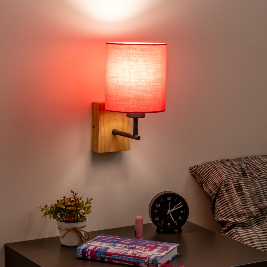 Brilagi - Candeeiro de parede NUBILA WOOD 1xE27/25W/230V carvalho/rosa