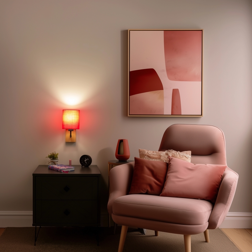 Brilagi - Candeeiro de parede NUBILA WOOD 1xE27/25W/230V carvalho/rosa