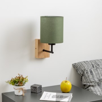 Brilagi - Candeeiro de parede NUBILA WOOD 1xE27/25W/230V carvalho/verde