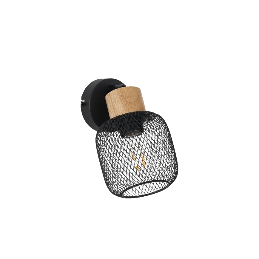 Brilagi - Candeeiro de parede orientável BASKLITE 1xE27/15W/230V madeira de seringueira/preto