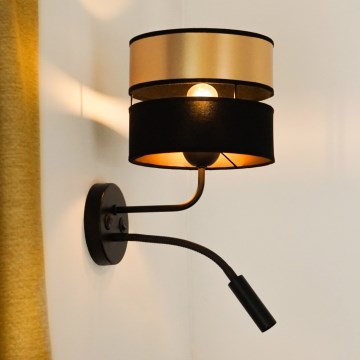 Brilagi - Candeeiro de parede ROYAL 1xE27/15W/230V + 1xG9/3W preto/dourado