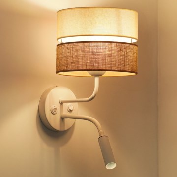 Brilagi - Candeeiro de parede ROYAL YUTE 1xE27/15W/230V + 1xG9/6W bege/creme/branco