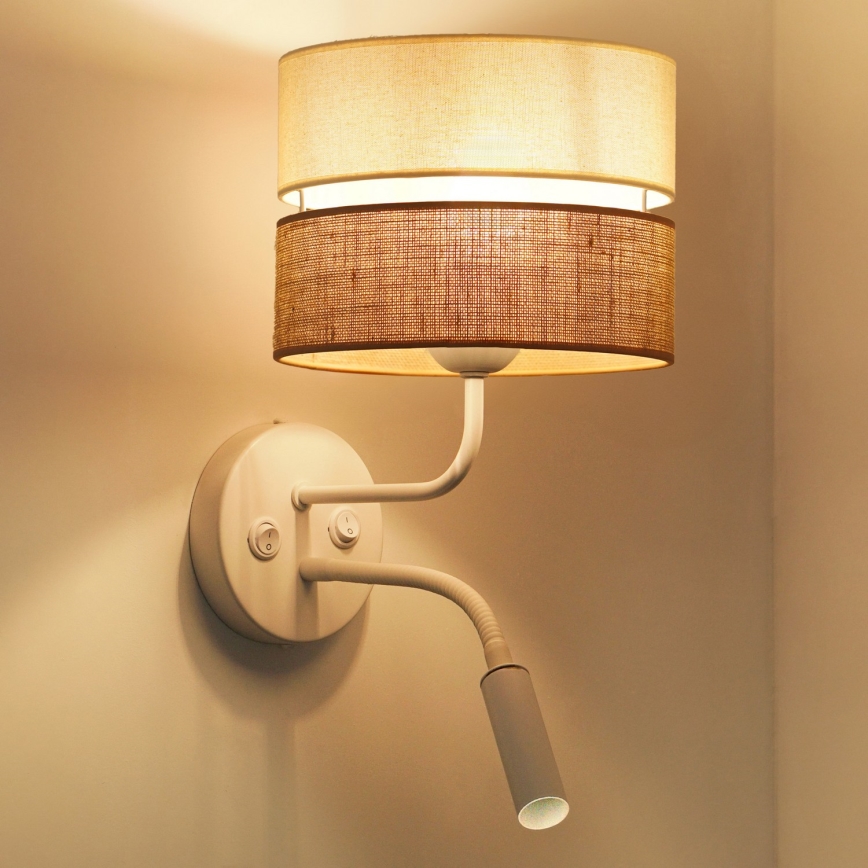 Brilagi - Candeeiro de parede ROYAL YUTE 1xE27/15W/230V + 1xG9/6W bege/creme/branco