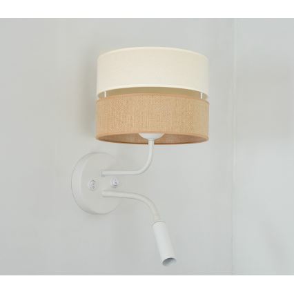 Brilagi - Candeeiro de parede ROYAL YUTE 1xE27/15W/230V + 1xG9/6W bege/creme/branco