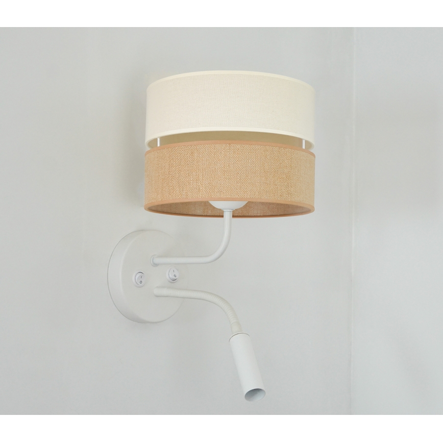 Brilagi - Candeeiro de parede ROYAL YUTE 1xE27/15W/230V + 1xG9/6W bege/creme/branco