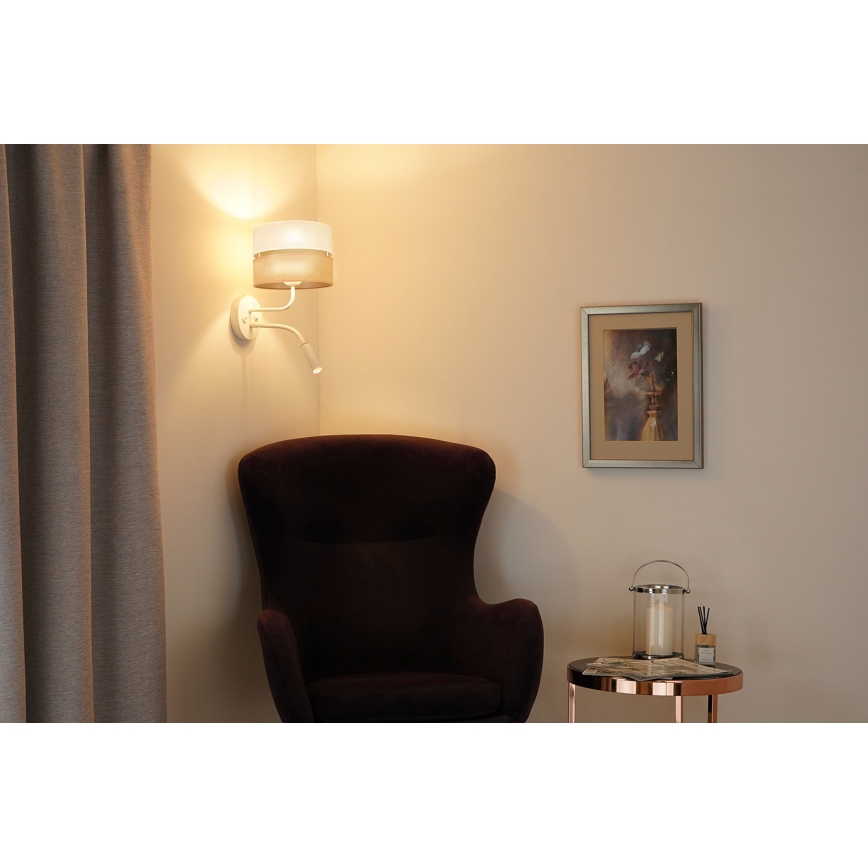 Brilagi - Candeeiro de parede ROYAL YUTE 1xE27/15W/230V + 1xG9/6W bege/creme/branco