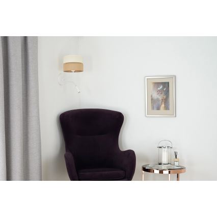Brilagi - Candeeiro de parede ROYAL YUTE 1xE27/15W/230V + 1xG9/6W bege/creme/branco