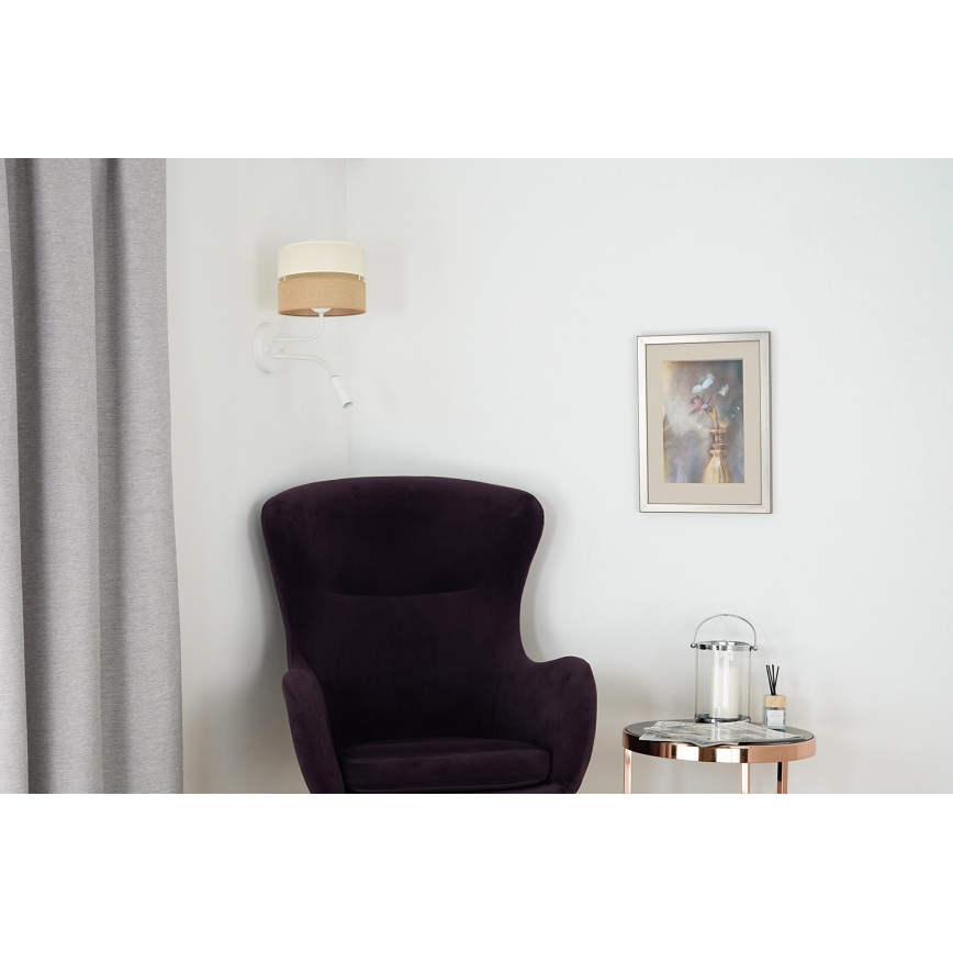 Brilagi - Candeeiro de parede ROYAL YUTE 1xE27/15W/230V + 1xG9/6W bege/creme/branco
