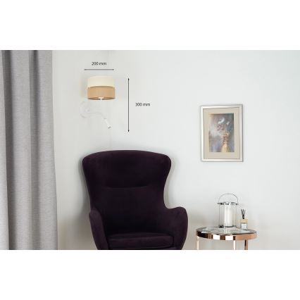 Brilagi - Candeeiro de parede ROYAL YUTE 1xE27/15W/230V + 1xG9/6W bege/creme/branco