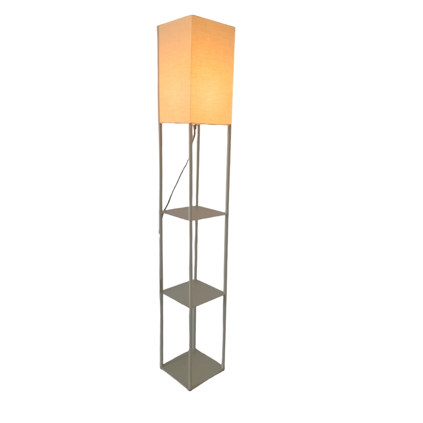 Brilagi - Candeeiro de pé com prateleiras GRADUS 1xE27/40W/230V cinzento/bege