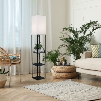 Brilagi - Candeeiro de pé com prateleiras GRADUS 1xE27/40W/230V preto/branco