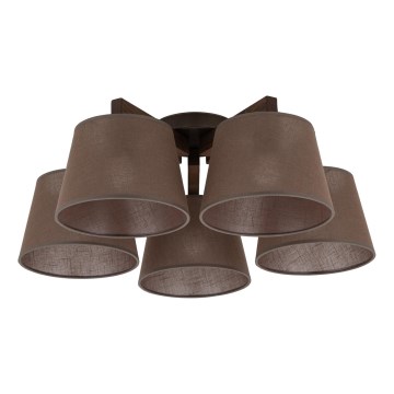 Brilagi - Candeeiro de tecto de superfície LATTE 5xE27/60W/230V pinho/marrom