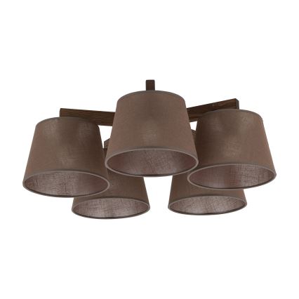 Brilagi - Candeeiro de tecto de superfície LATTE 5xE27/60W/230V pinho/marrom