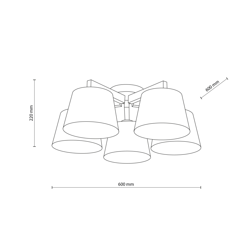 Brilagi - Candeeiro de tecto de superfície LATTE 5xE27/60W/230V pinho/marrom