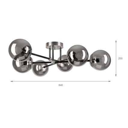 Brilagi - Candeeiro de tecto de superfície MALIVA 6xE14/15W/230V cromo mate/vidro fumado