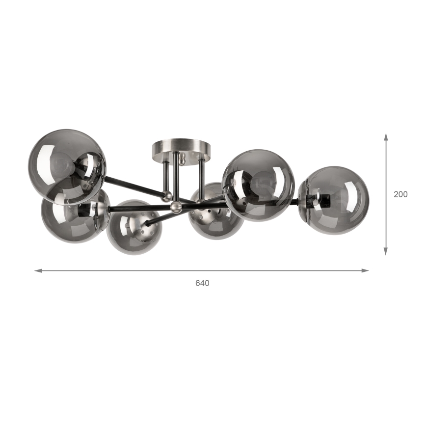 Brilagi - Candeeiro de tecto de superfície MALIVA 6xE14/15W/230V cromo mate/vidro fumado
