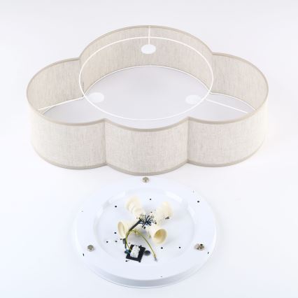 Brilagi - Candeeiro de tecto infantil NIMBUS LINEN 4xE27/15W/230V bege