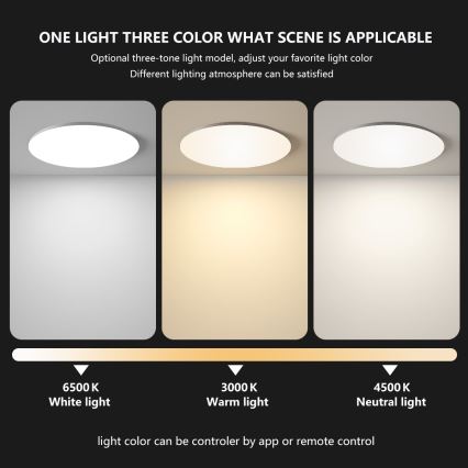 Brilagi - Candeeiro de tecto LED regulável inteligente/24W/230V Ø 38 cm 2700–6500K Wi‑Fi compatível com Tuya + controlo remoto