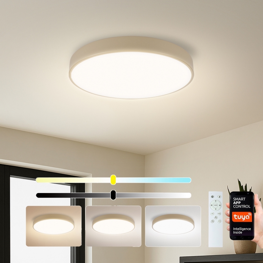 Brilagi - Candeeiro de tecto LED regulável POOL SMART LED/48W/230V 3000-6000K diâmetro 40 cm Wi-Fi Tuya bege + comando remoto