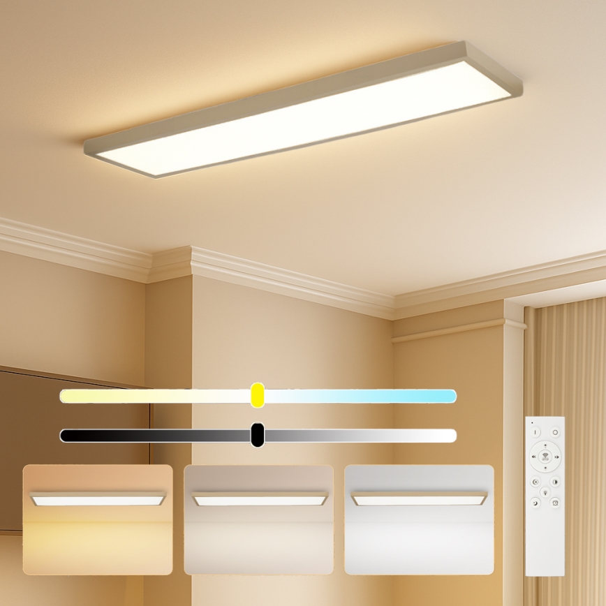 Brilagi - Candeeiro de tecto para casa de banho LED dimerizável FRAME SMART LED/50W/230V 120x30 cm 3000-6000K IP44 bege + controlo remoto