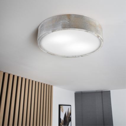 Brilagi - Candeeiro de tecto PINO 2xE27/15W/230V pinho/prateado diâmetro 37,5 cm
