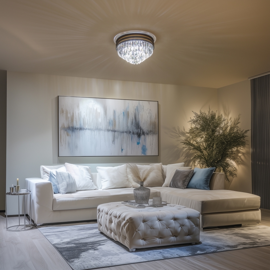 Brilagi - Candeeiro de teto LED com cristais VELURE 5xE14/40W/230V Ø 46 cm preto