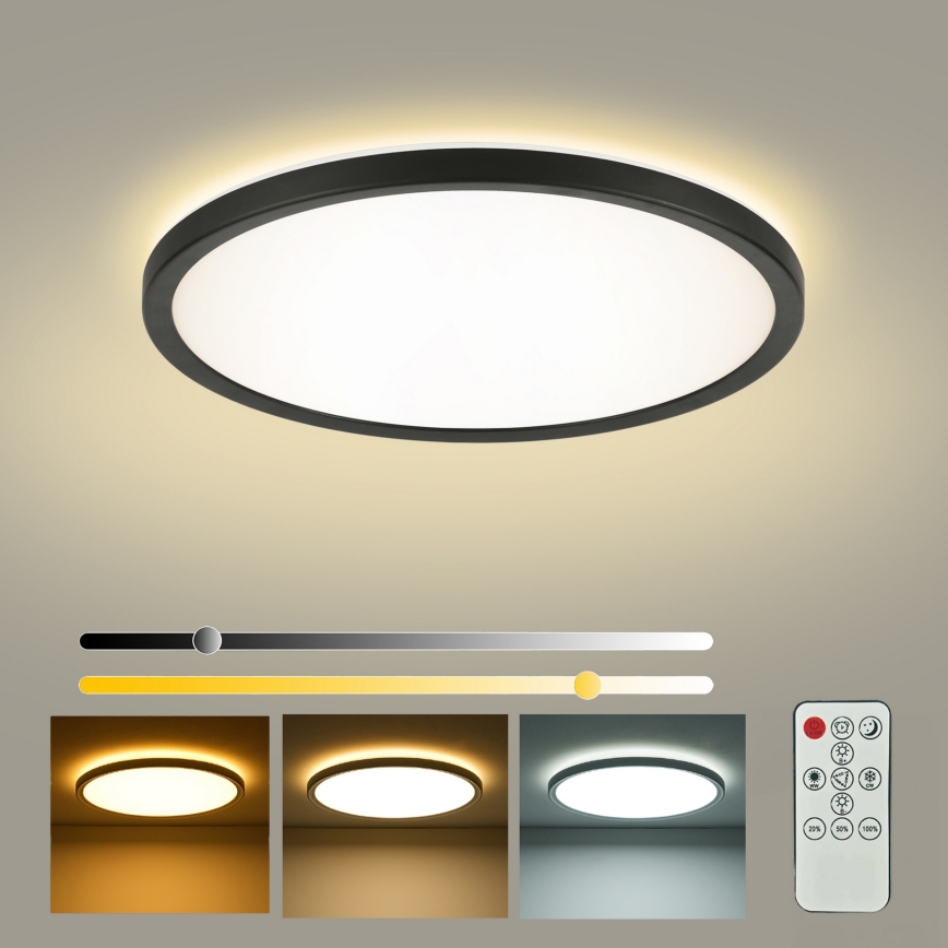 Brilagi - Candeeiro de teto regulável ULTRA SLIM LED/24W/230V 2700-6500K Ø 42 cm preto + controlo remoto