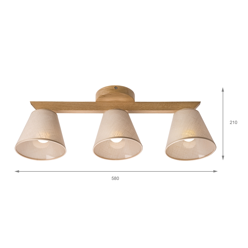 Brilagi - Candeeiro integrado ANTHONY 3xE14/40W/230V carvalho/bege