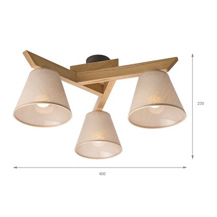 Brilagi - Candeeiro integrado ANTHONY 3xE14/40W/230V carvalho/bege