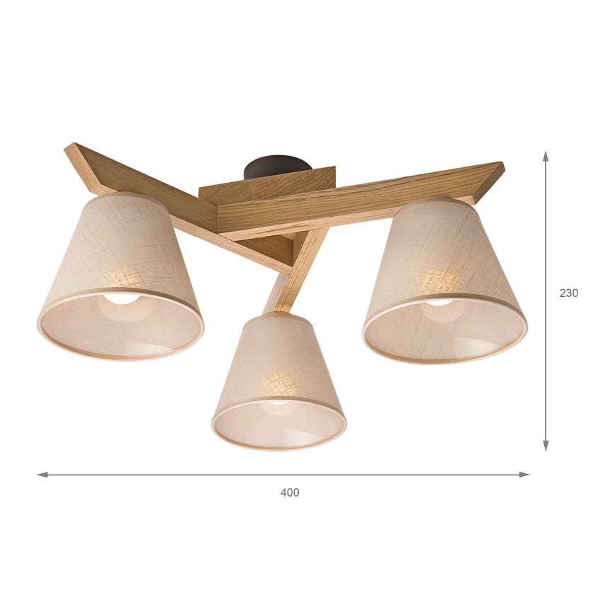 Brilagi - Candeeiro integrado ANTHONY 3xE14/40W/230V carvalho/bege