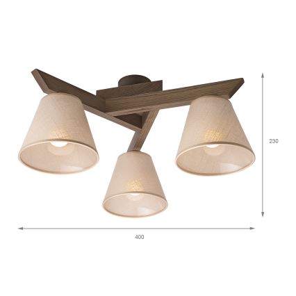 Brilagi - Candeeiro integrado ANTHONY 3xE14/40W/230V carvalho/bege