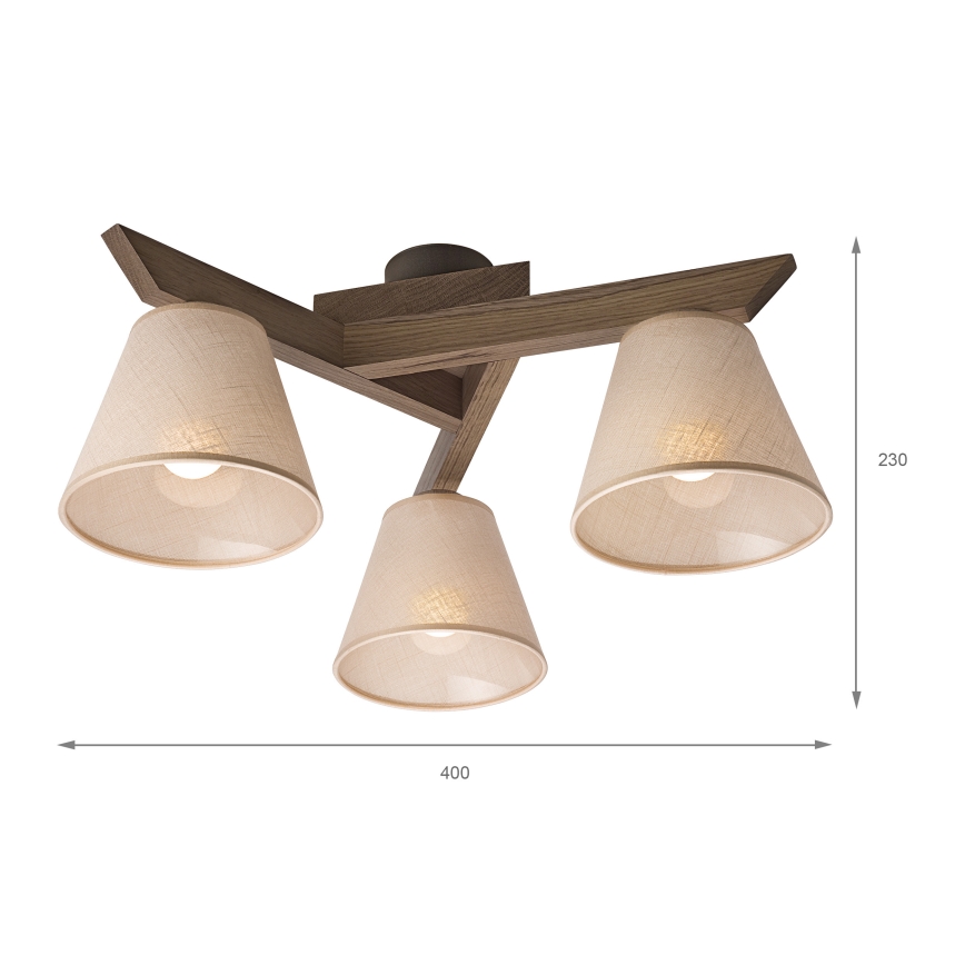 Brilagi - Candeeiro integrado ANTHONY 3xE14/40W/230V carvalho/bege