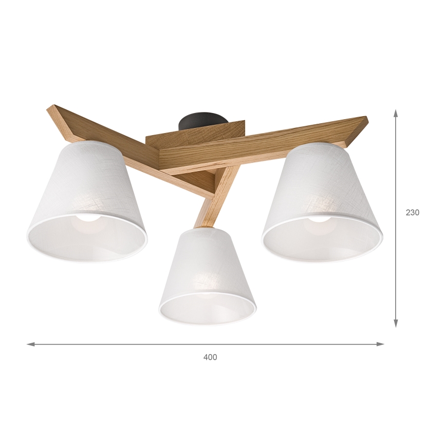 Brilagi - Candeeiro integrado ANTHONY 3xE14/40W/230V carvalho/branco