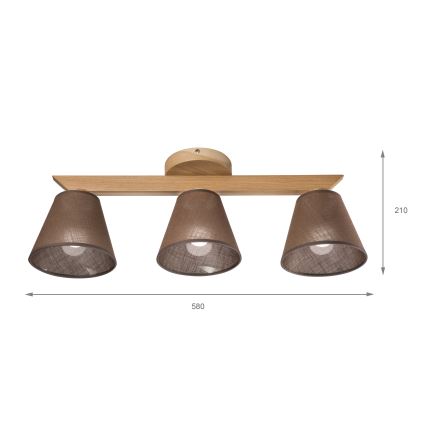 Brilagi - Candeeiro integrado ANTHONY 3xE14/40W/230V carvalho/castanho