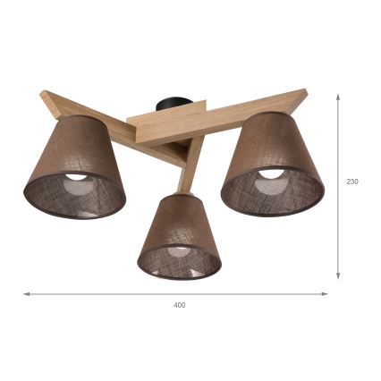 Brilagi - Candeeiro integrado ANTHONY 3xE14/40W/230V carvalho/castanho