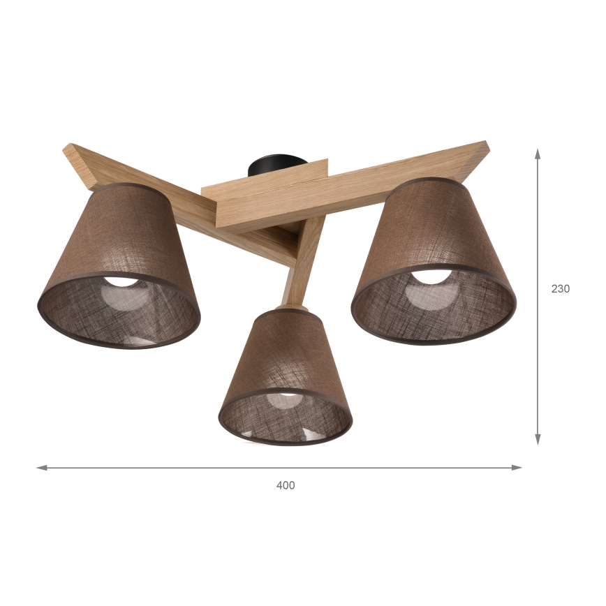 Brilagi - Candeeiro integrado ANTHONY 3xE14/40W/230V carvalho/castanho