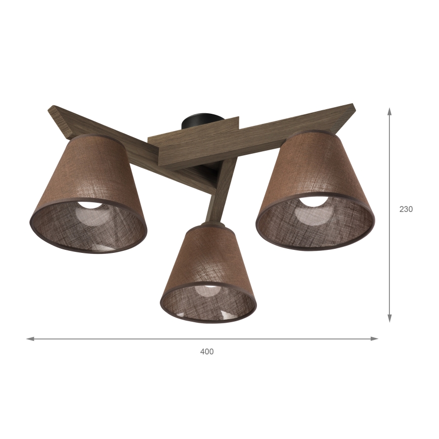 Brilagi - Candeeiro integrado ANTHONY 3xE14/40W/230V carvalho/castanho