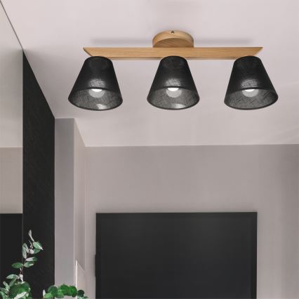 Brilagi - Candeeiro integrado ANTHONY 3xE14/40W/230V carvalho/preto