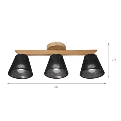 Brilagi - Candeeiro integrado ANTHONY 3xE14/40W/230V carvalho/preto