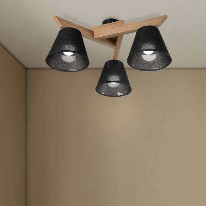 Brilagi - Candeeiro integrado ANTHONY 3xE14/40W/230V carvalho/preto