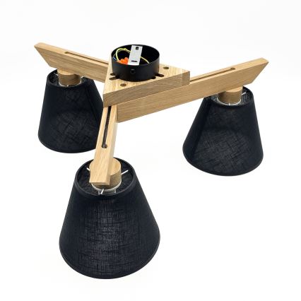 Brilagi - Candeeiro integrado ANTHONY 3xE14/40W/230V carvalho/preto