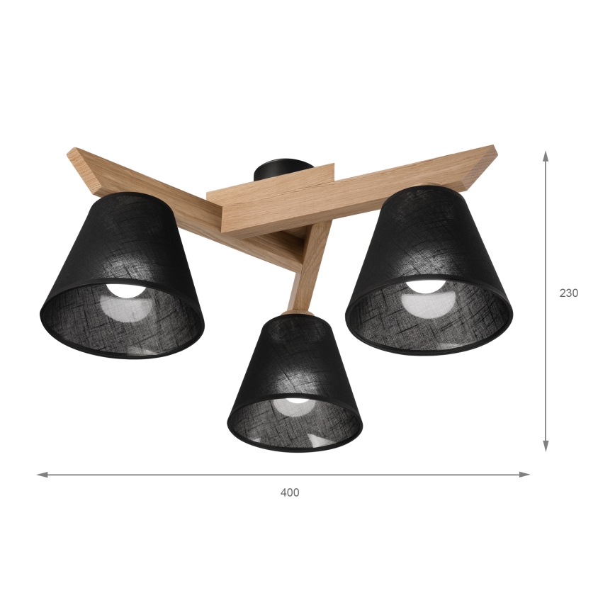 Brilagi - Candeeiro integrado ANTHONY 3xE14/40W/230V carvalho/preto