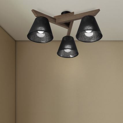 Brilagi - Candeeiro integrado ANTHONY 3xE14/40W/230V carvalho/preto