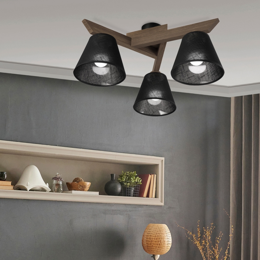 Brilagi - Candeeiro integrado ANTHONY 3xE14/40W/230V carvalho/preto