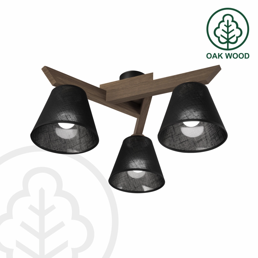 Brilagi - Candeeiro integrado ANTHONY 3xE14/40W/230V carvalho/preto
