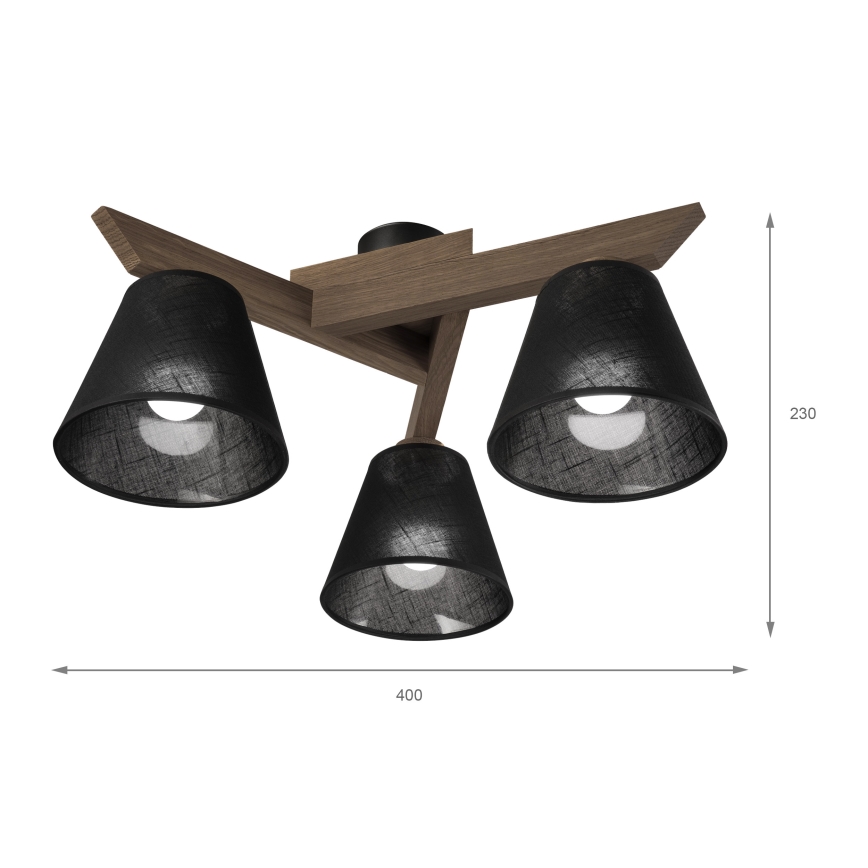 Brilagi - Candeeiro integrado ANTHONY 3xE14/40W/230V carvalho/preto