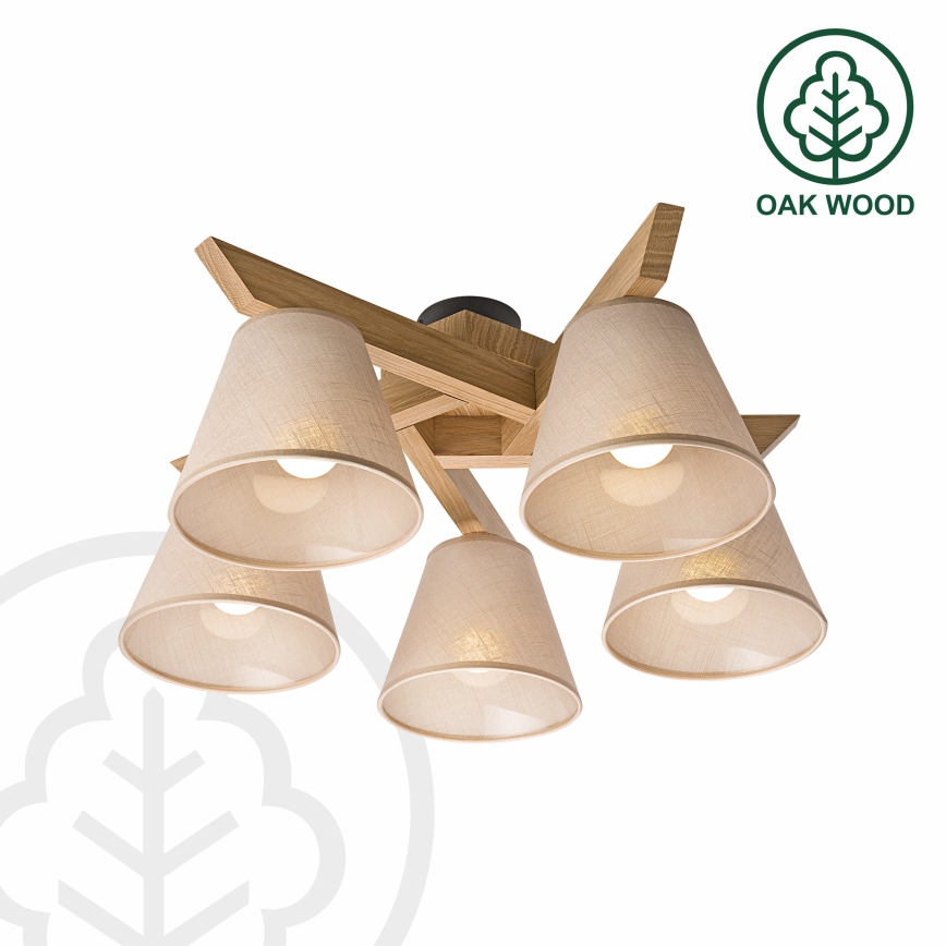 Brilagi - Candeeiro integrado ANTHONY 5xE14/40W/230V carvalho/bege